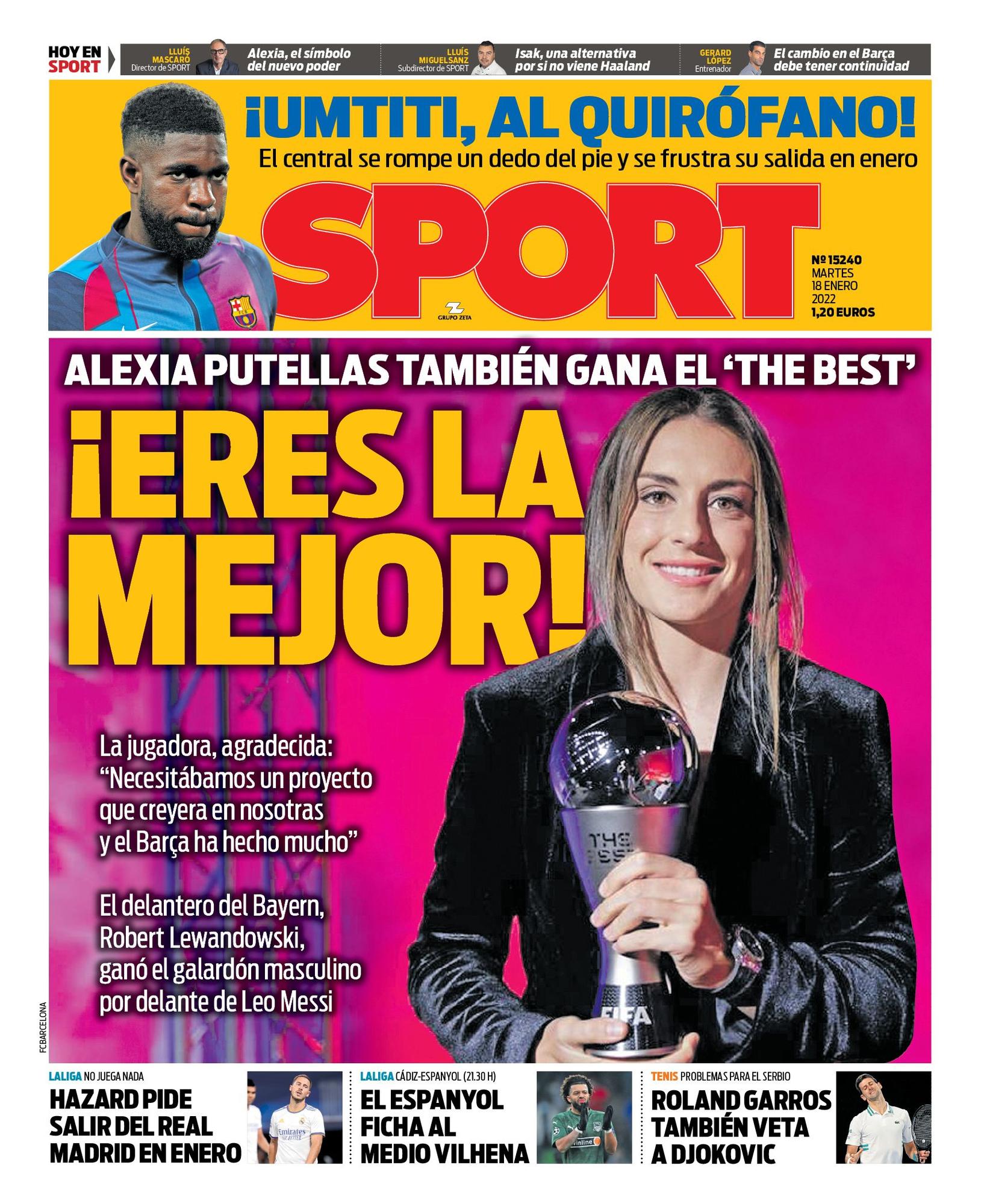 Esta es la portada de SPORT