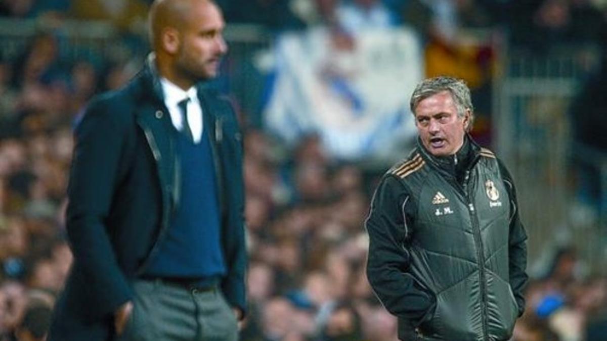 Guardiola y Mourinho, en el clásico del pasado mes de enero, que correspondía a los cuartos de final de la Copa del Rey.