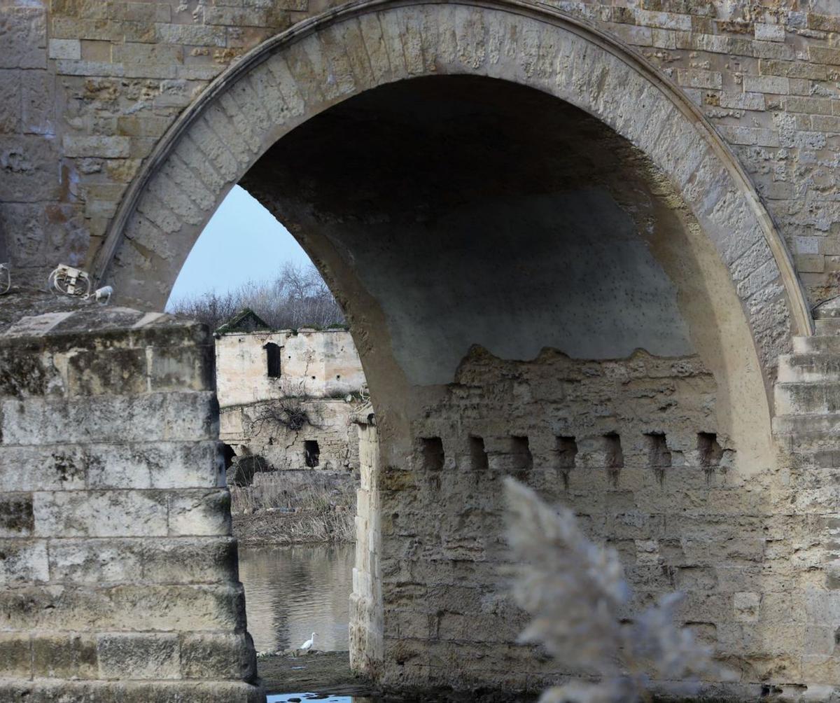 Pápalo 8 En primer plano, el Puente Romano; al fondo, lo que queda del molino.