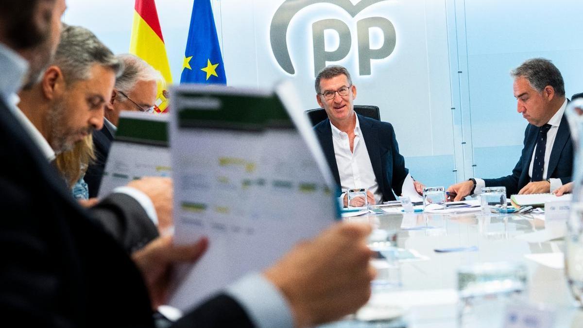 Alberto Núñez Feijóo, este lunes, en el comité de dirección del PP, en Madrid.