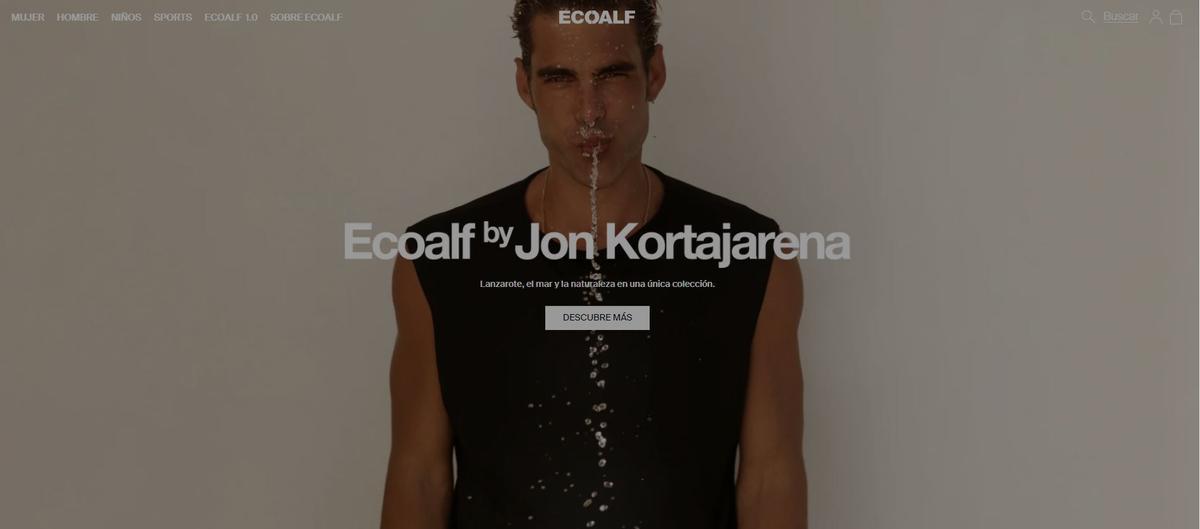 Portada de la página web de Ecoalf con la colección de Jon Kortajarena inspirada en Lanzarote.