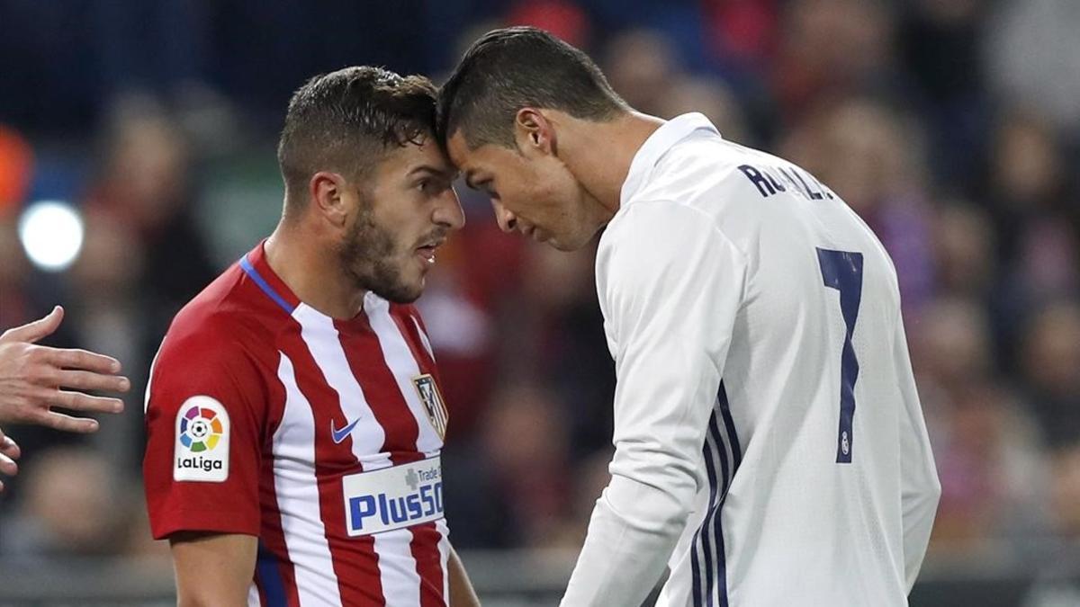 Koke y Cristiano Ronaldo, encarados en el derbi del pasado sábado.