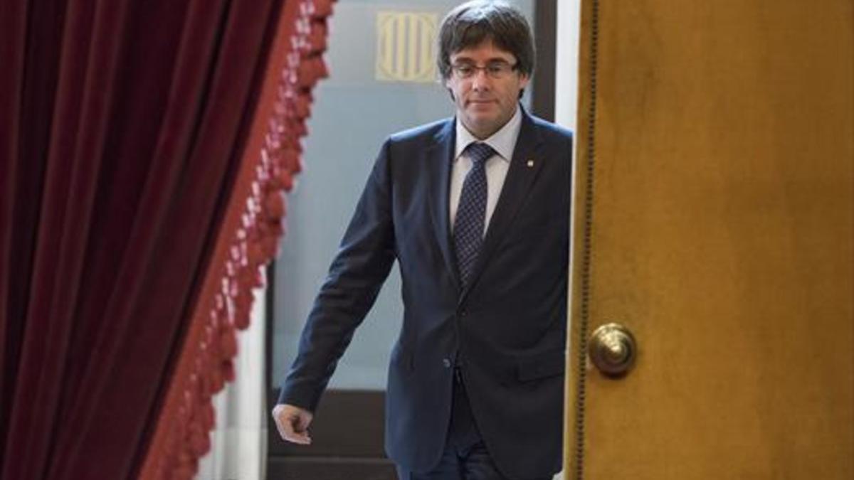 El 'president' Carles Puigdemont, en en el Parlament, el jueves.
