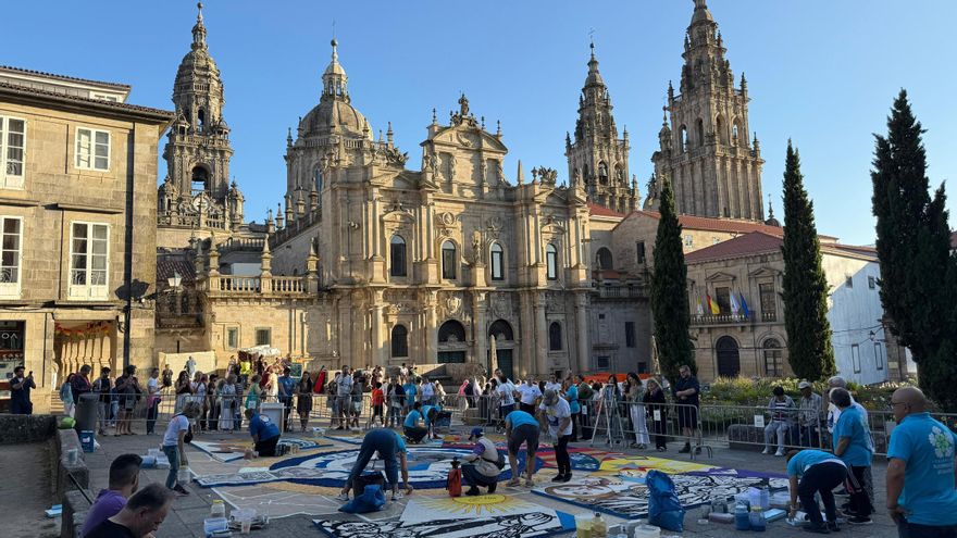 Alfombristas do Morrazo na gran alfombra no corazón de Galicia