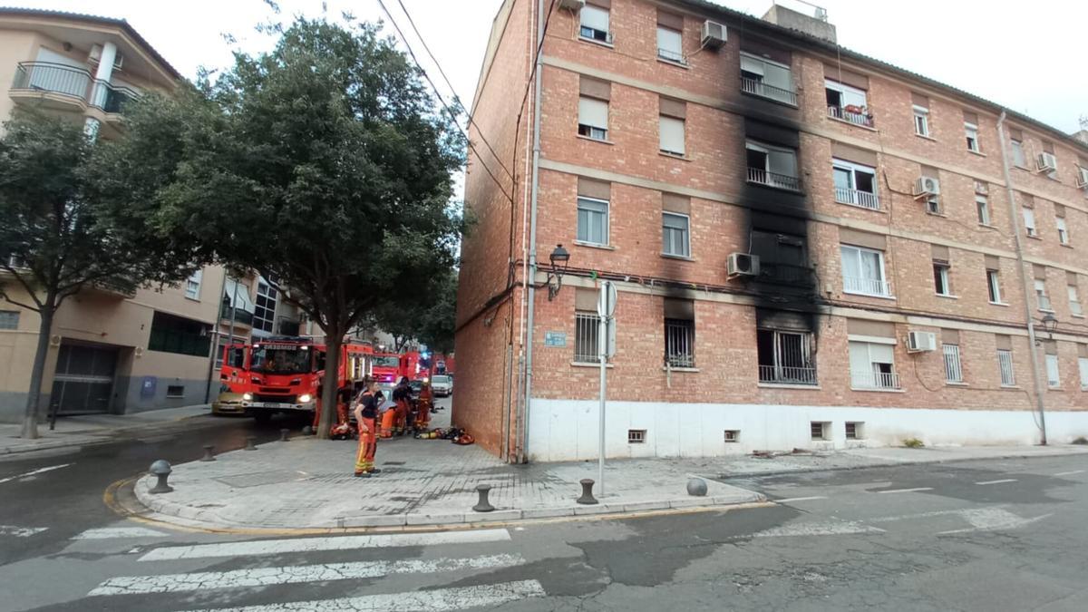 La finca siniestrada por el fuego en l'Hort de Mora de Xàtiva.