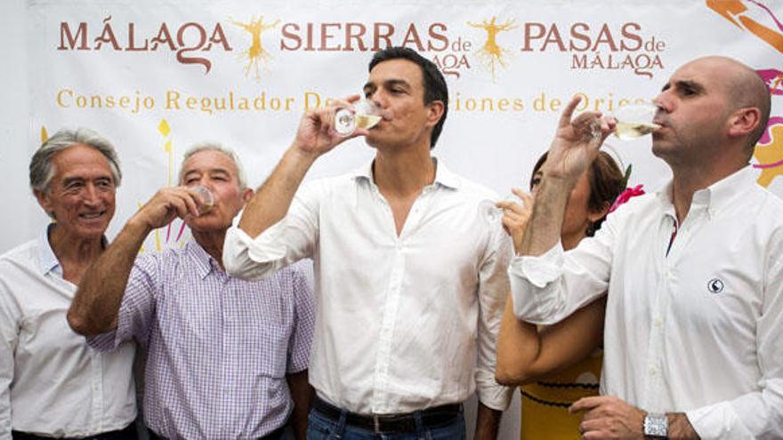 Pedro Sánchez brinda con vino de Málaga.