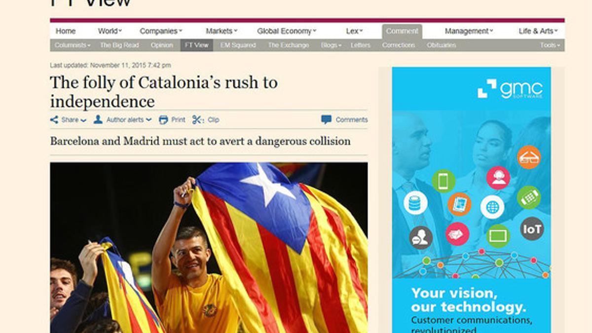 El editorial de 'Financial Times' sobre la &quot;locura&quot; de la independencia