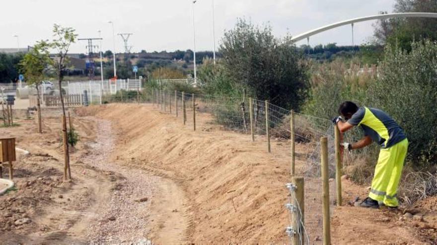 Obras en la nueva zona verde  y de ocio de la Ronda Sur