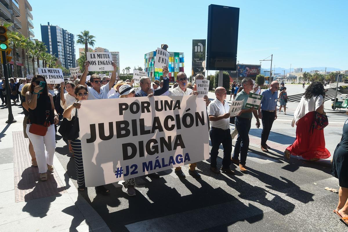 Manifestación de abogados y procuradores mutualistas de Málaga. 29 de septiembre de 2023.