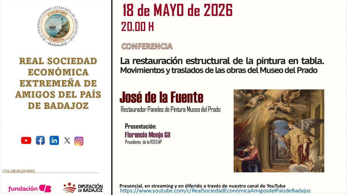 Cartel de la conferencia sobre la restauración en el Museo del Prado.
