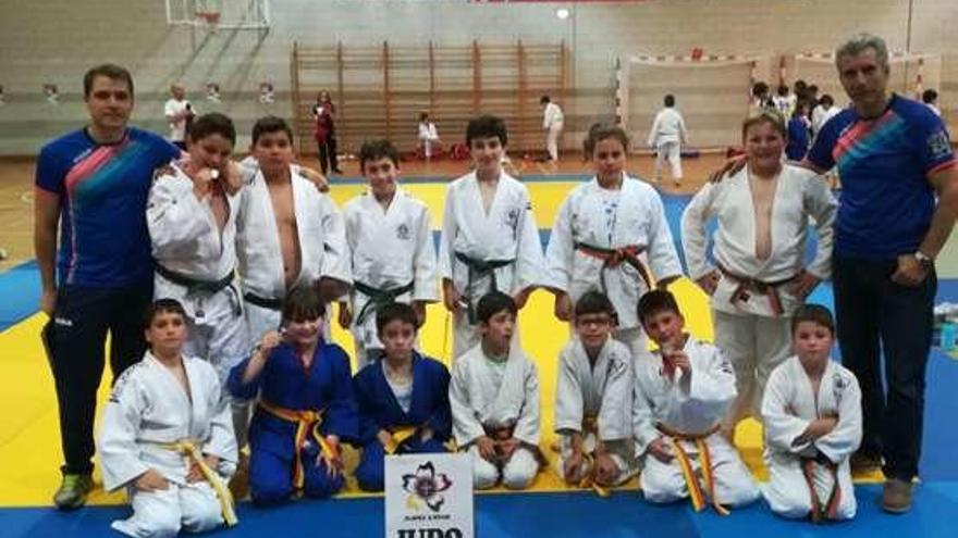Los deportistas del Judo Lena, en el torneo del Asalia Beya.