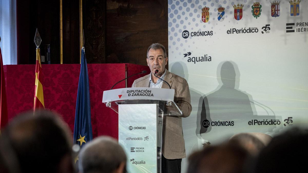 Carmelo Pérez, presidente de la FAMCP, durante su intervención
