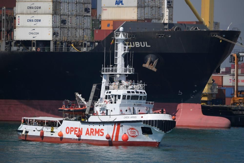 Llegada del barco Open Arms al puerto de Barcelona