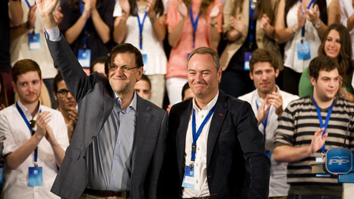 Mariano Rajoy y Alberto Fabra, en Peñíscola, este sábado