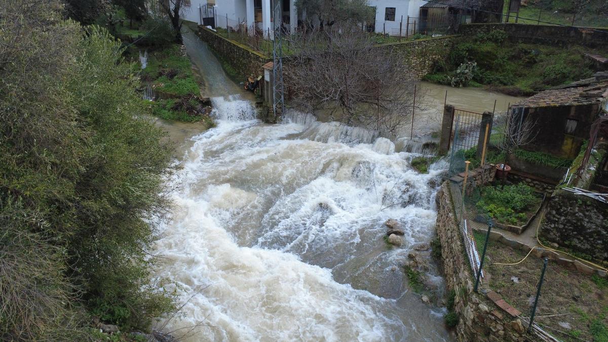 Las aguas bajan con fuerza en Alpandeire tras las lluvias.