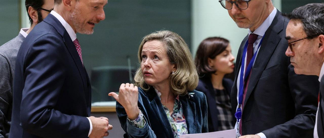 Nadia Claviño, en Bruselas durante una reunión de los ministros de Economía de la UE.