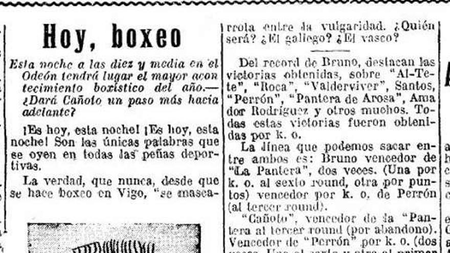 Histórico combate de boxeo en Cangas (II)