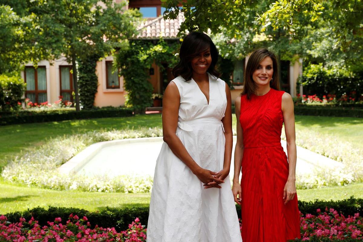 Michelle Obama y Letizia Ortiz en el Palacio de la Zarzuela