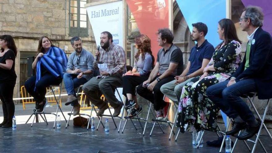 Acto central de En Marea, ayer, en Pontevedra. // Rafa Vázquez