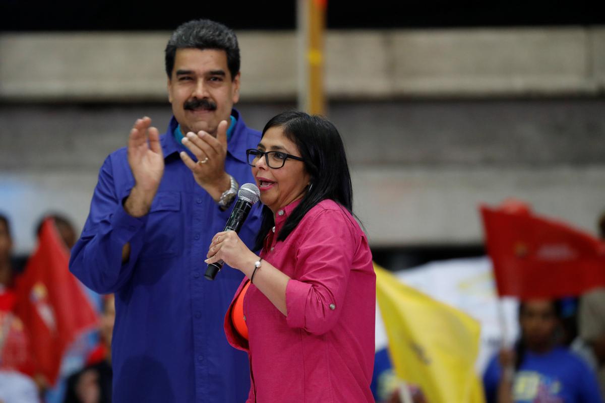 Caracas, Venezuela, 7 de febrero de 2018.- La presidenta de la Asamblea Constituyente de Venezuela (ilegítima según la UE) junto al presidente del país, Nicolás Maduro.