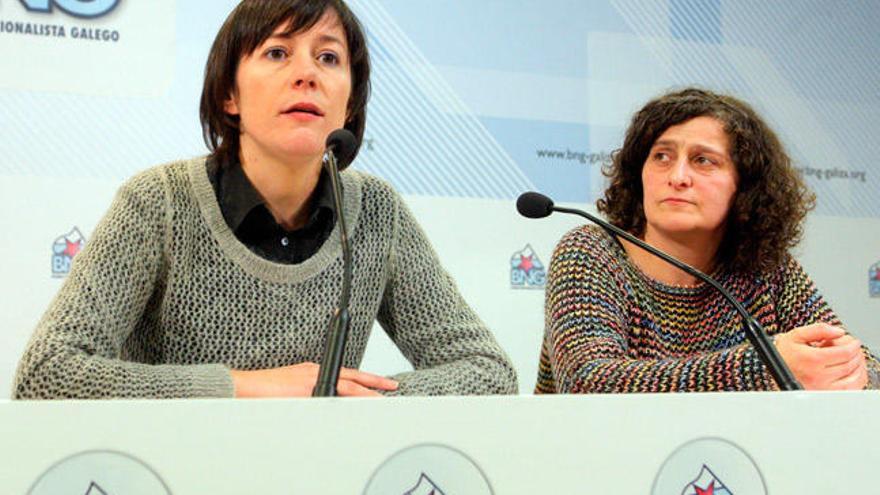 Ana Pontón y Goretti Sanmartín, en la presentación de su candidatura. // Xoán Álvarez