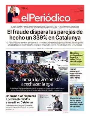 La portada de EL PERIÓDICO del 21 de marzo de 2025