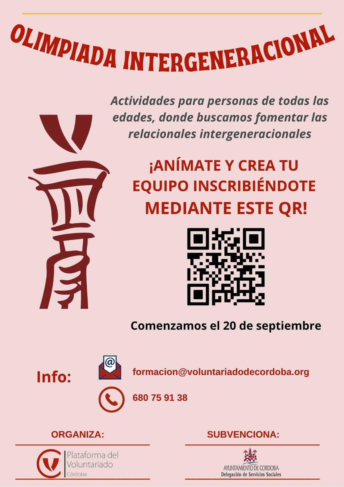 Participantes en el proyecto de las Olimpiadas Intergeneracionales que organiza la Plataforma del Voluntariado de Córdoba.