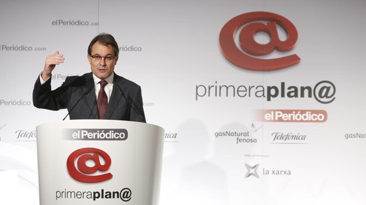 Artur Mas, durante su intervención en el foro Primera Plan@.