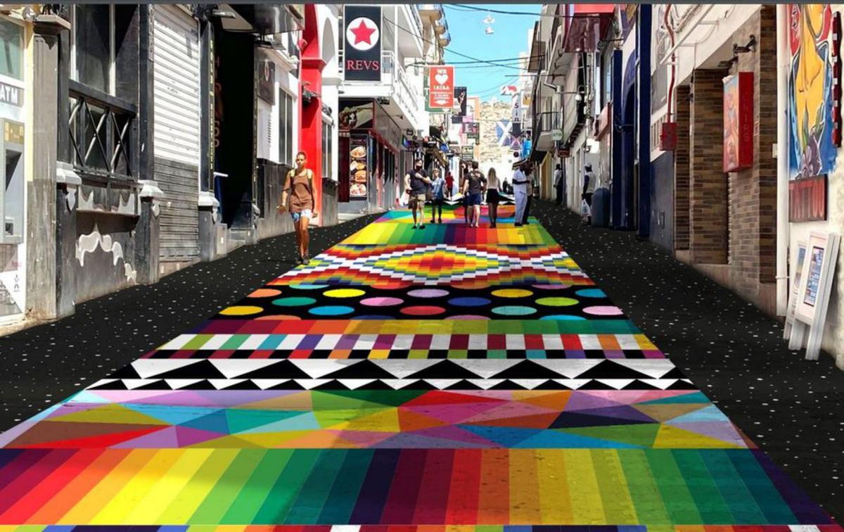 Sant Antoni pavimenta la calle central del West para la pintura de Okuda