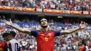 Mikel Merino celebra el gol del 2-1 que eliminaba a Bélgica del Mundial en el partido de Los Ángeles.