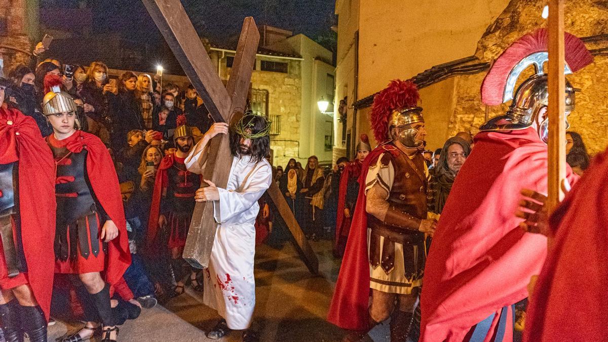 Imagen de la representación de la Pasión de Jesús en Borriol.