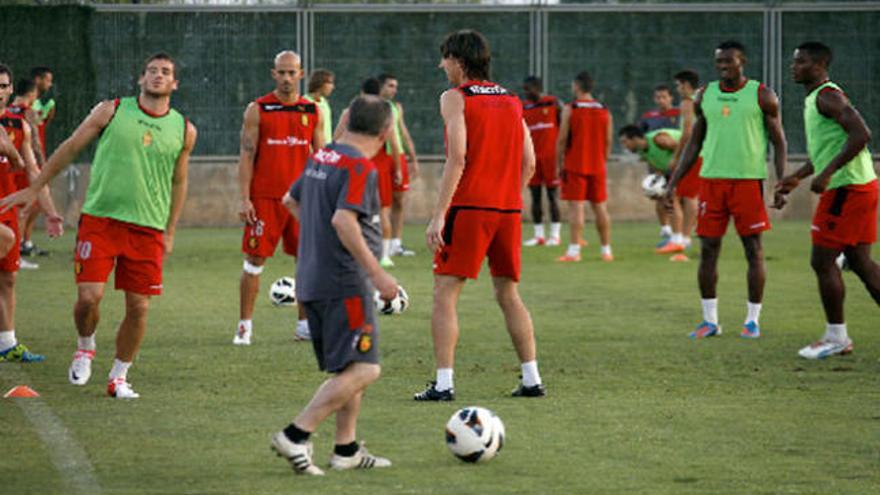 El Mallorca, durante el entrenamiento.