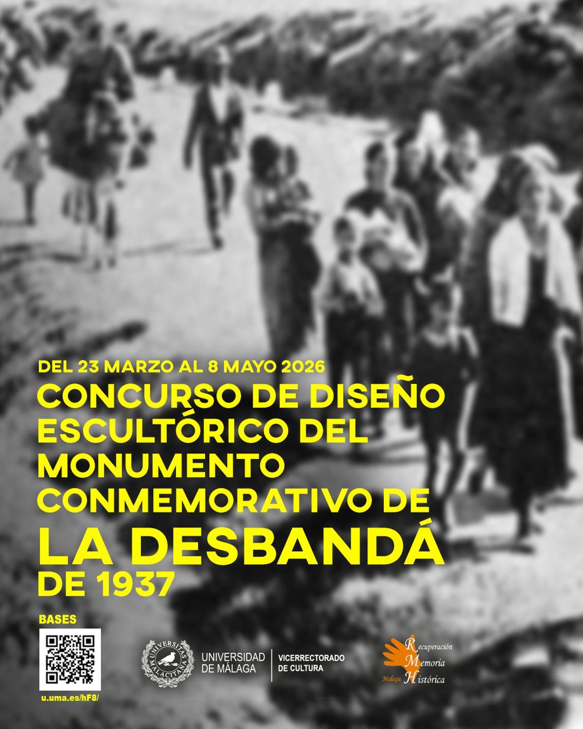 Cartel de la convocatoria de la UMA sobre el monumento a la Desbandá en Málaga capital.