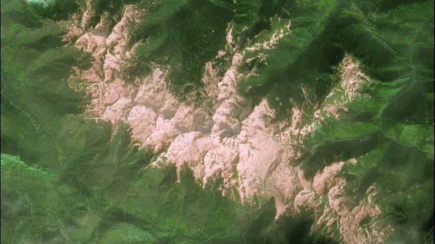 Imagen de satélite Sentinel 2 sobre el Mont d’Olmes (Pirineo)