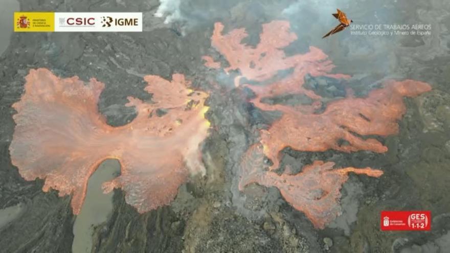 Recorrido de la lava del volcán de La Palma