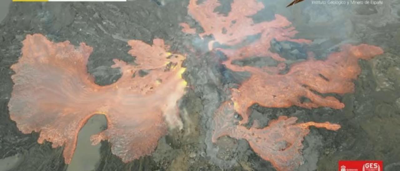Recorrido de la lava del volcán de La Palma