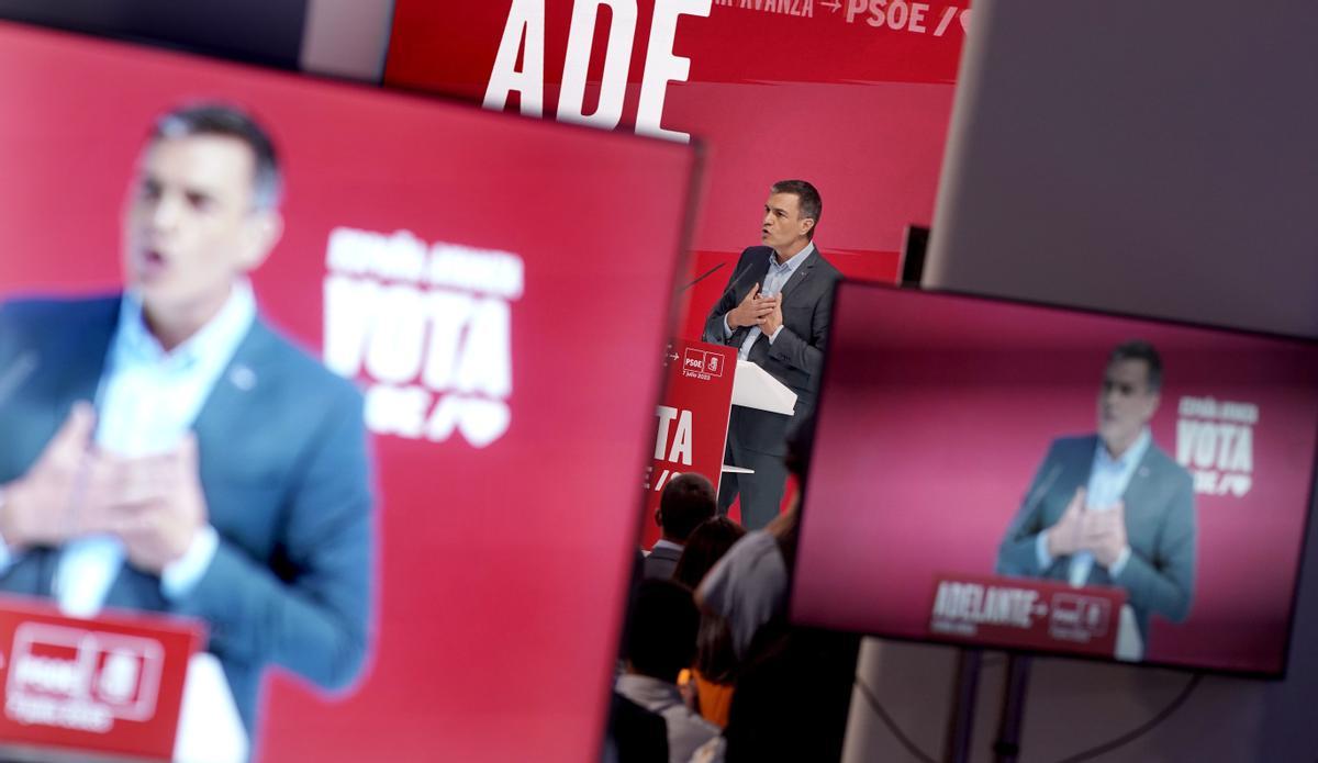 Pedro Sánchez durante la presentación del programa electoral del PSOE para las elecciones del 23J. 