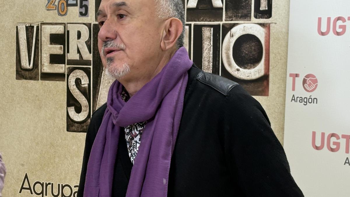 El secretario general confederal de UGT, Pepe Álvarez, en Ejea de los Caballeros.