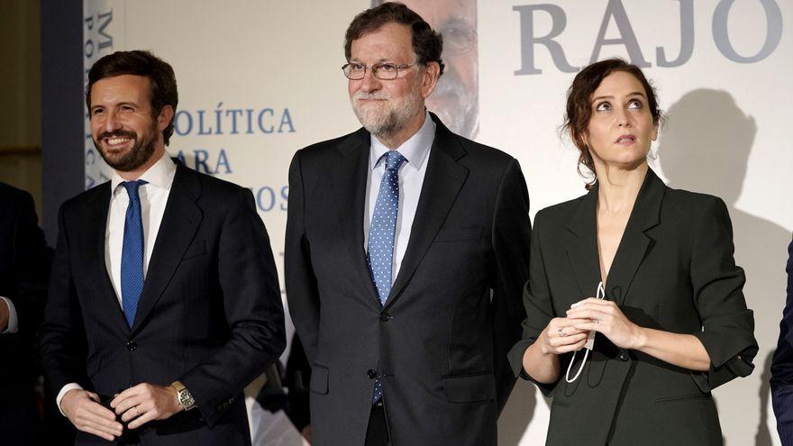 Pablo Casado, Mariano Rajoy e Isabel Díaz Ayuso.