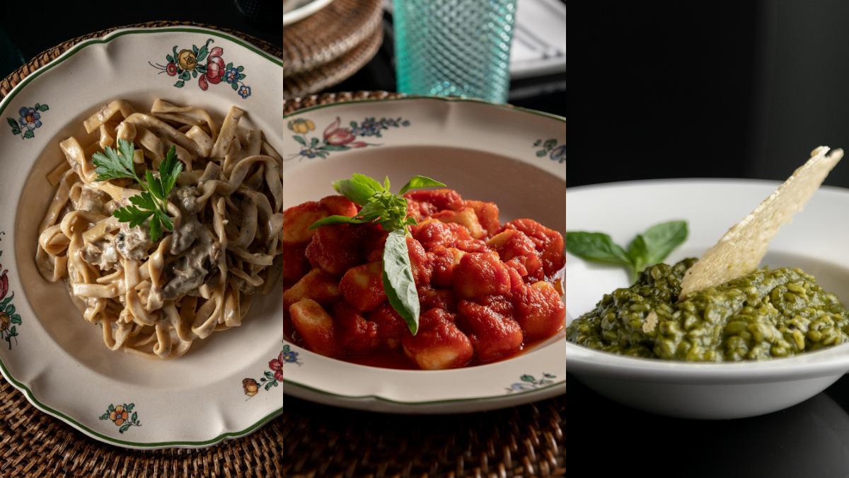Tres platos de pasta elaborados en el restaurante italiano Alduccio.