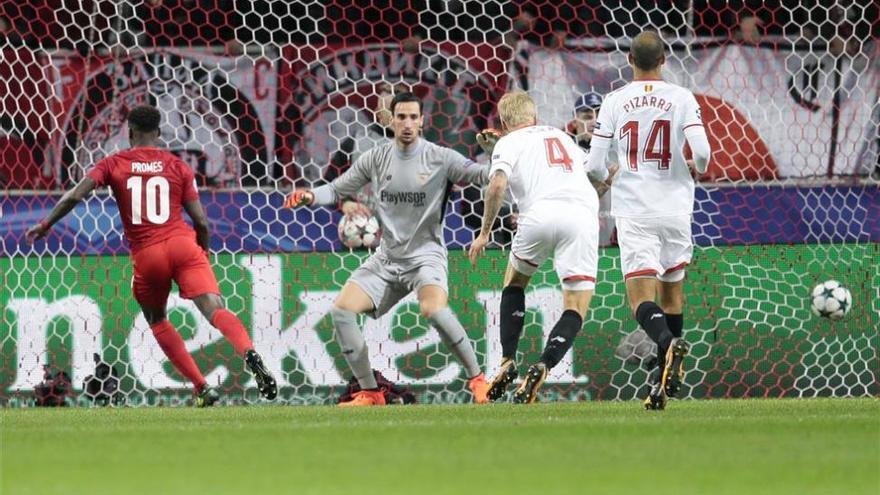 El Sevilla goleado de Moscú y relegado a la tercera plaza del grupo