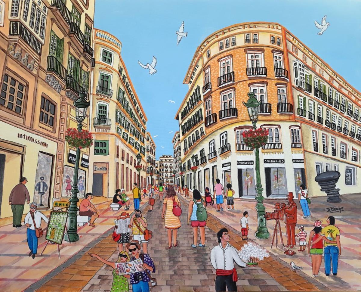 Así ha pintado Diego Ceano la calle Larios de nuestros días.