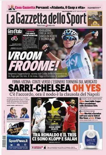 Gameiro, la final de Champions, Umtiti, Froome, en las portadas de este sábado 26 de mayo de 2018