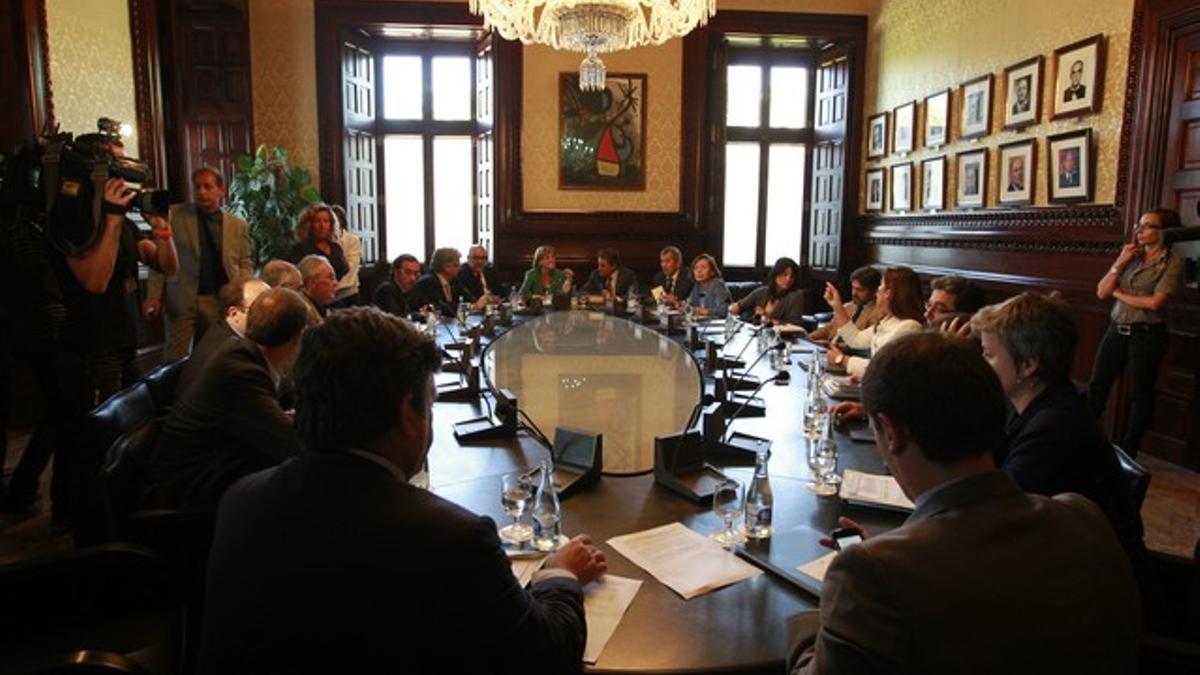 Mas, en la reunión extraordinaria que ha mantenido esta mañana con la junta de portavoces, en el Parlament.