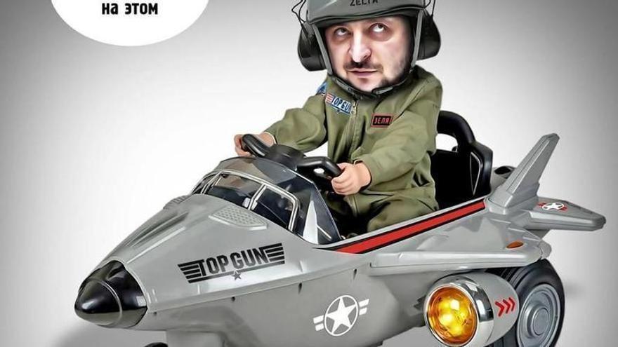 Caricatura del presidente ucraniano Zelenski emitida por Wagner. La compañía llama a este tipo de mensajes de internet "memes de combate".