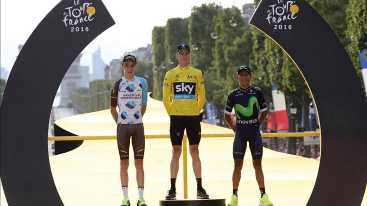 El podio de París'2016, Froome, Bardet y Quintana