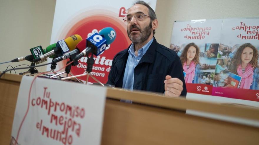 Toño Martín de Lera durante la presentación de la memoria anual de Cáritas.