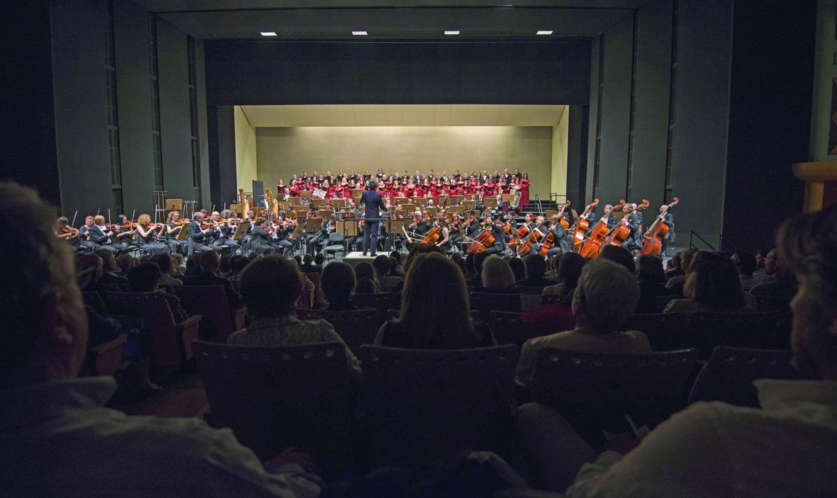 La Orquesta Sinfónica de Sevilla, durante una gala lírica en el Teatro de la Maestranza. / Inma Flores