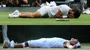 Alcaraz y Nadal, tras ganar Wimbledon por primera vez.