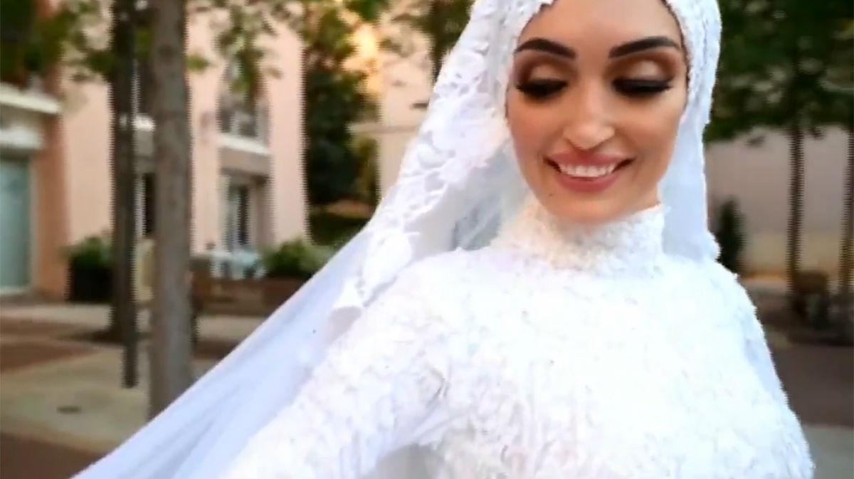 La novia que estaba haciéndose su sesión de fotos cuando hubo la explosión en Beirut